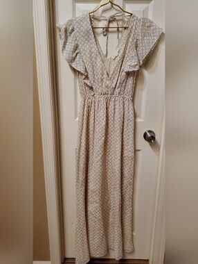 Lovestitch Pale Yellow And Blue Maxi Dress Size Small